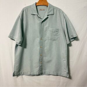 Batik Bay Button Up Shirt Blue Green Mens XL Lightweight Bad Button has Spares
